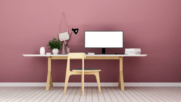 istock 3D Rendering minimal style Interior minimal work space or living room and wall decorate in hotel 885964888