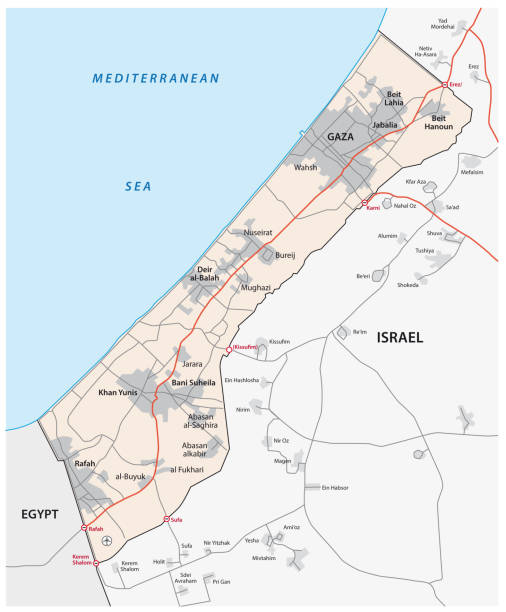 gaza strip map gaza strip vector map israel egypt border stock illustrations