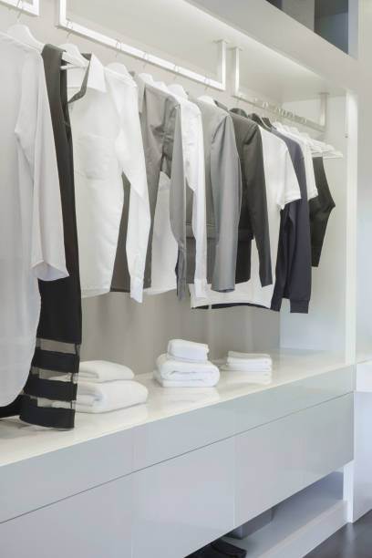 istock Modern style men's wardrobe at home 885973646