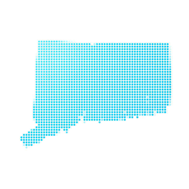 Connecticut map of blue dots on white background Map of Democratic Republic of the Congo made with round blue dots on a blank background. Original mosaic illustration. Vector Illustration (EPS10, well layered and grouped). Easy to edit, manipulate, resize or colorize. Please do not hesitate to contact me if you have any questions, or need to customise the illustration. http://www.istockphoto.com/portfolio/bgblue connecticut stock illustrations