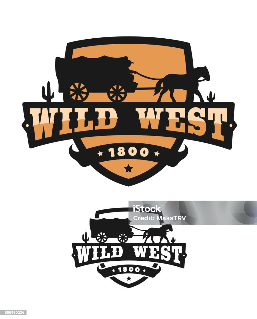 Vieux Far West.  d’emblème. Illustration vectorielle - clipart vectoriel de L'Ouest américain libre de droits