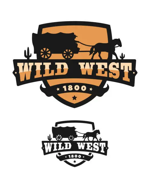 Vector illustration of Old Wild West.  of emblem. Vector illustration