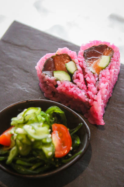 pink heart shaped sushi