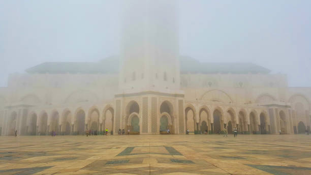 istock Hassan II mosque square during fog , Casablanca Morocco 885992196