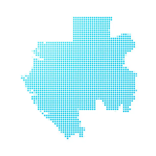 Vector illustration of Gabon map of blue dots on white background