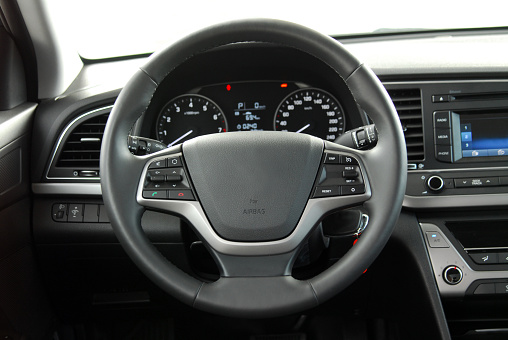 steering wheel in the new modern car