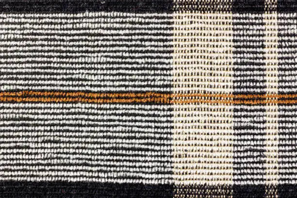 Photo of Abstract texture of woolen fabric with vertical and horizontal lines. Natural fabric background