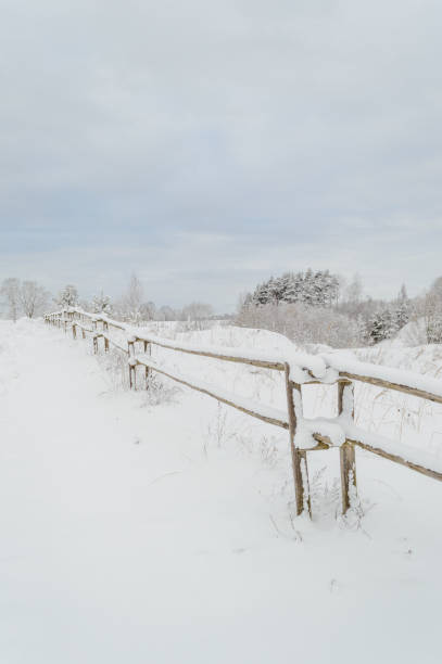 istock winter rural scene with snow and white fields 886007050