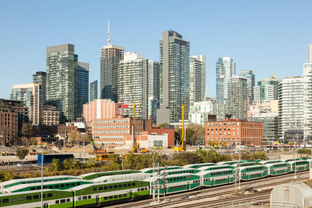 Toronto, Canada - City skyline with railways in dawn