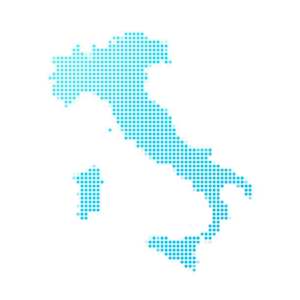 illustrazioni stock, clip art, cartoni animati e icone di tendenza di mappa italia dei punti blu su sfondo bianco - italy map