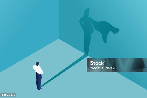Superhero Shadow Icon Business Illustration Stock Illustration - Download Image Now - Growth, Superhero, Concepts