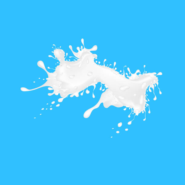 istock Vector of milk splash. Splash of milk on blue background. 886016126