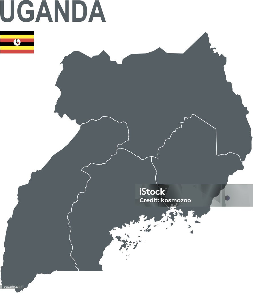 Uganda Basic Map Basic Map Of Uganda Including Boundary Lines Stock Illustration ...