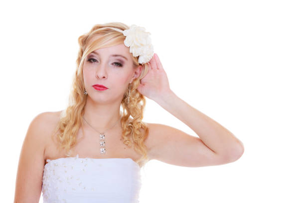 Pearl necklace on female neck.