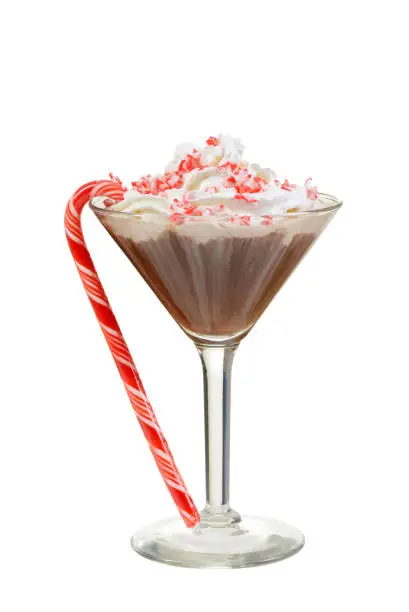 isolated chocolate candy cane martini