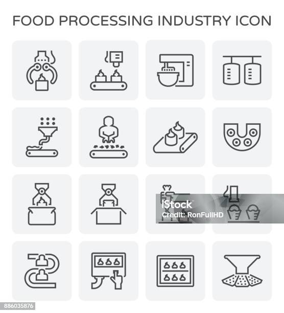 Icône De Transformation Alimentaire Vecteurs libres de droits et plus d'images vectorielles de Icône - Icône, Usine agro-alimentaire, Aliment
