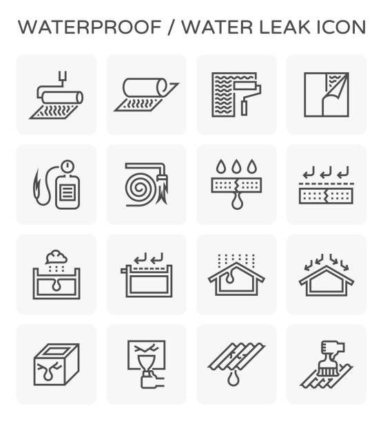 防水水漏れアイコン - leaky basement点のイラスト素材／クリップアート素材／マンガ素材／アイコン素材