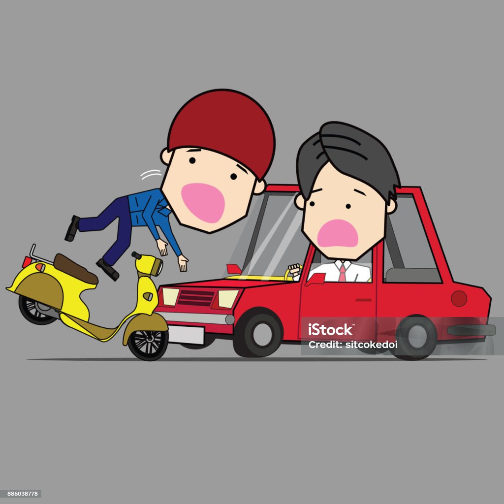 Man Collide Man And Motorcycle Collide Stock Illustration - Download Image Now ...