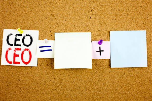 istock Conceptual announcement text caption inspiration showing CEO Business concept for Operating Leader Business Executive President written on Sticky Note on cork background with copy space 886038790