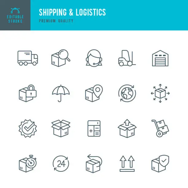 Vector illustration of Shipping & Logistic - set of thin line vector icons