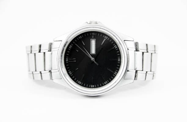 istock steel watch with black face on isolated 886046278