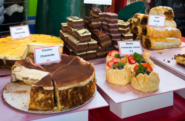 Gateaux on a market stall