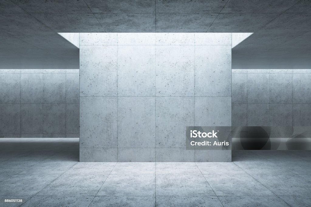 blank concrete space interior, 3d rendering Concrete Stock Photo