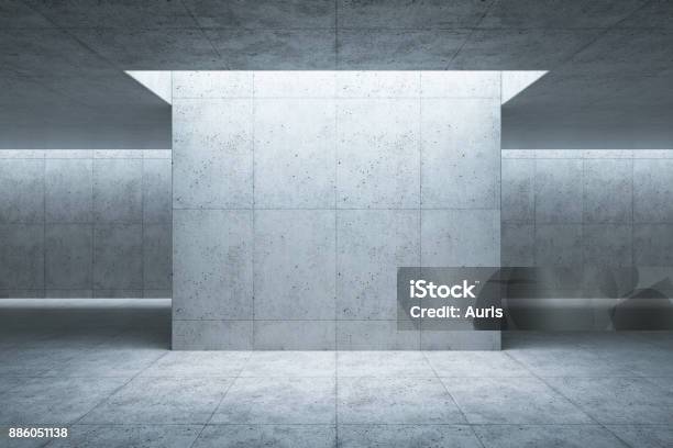 Blank Concrete Space Interior 3d Rendering Stock Photo - Download Image Now - Concrete, Surrounding Wall, Wall - Building Feature