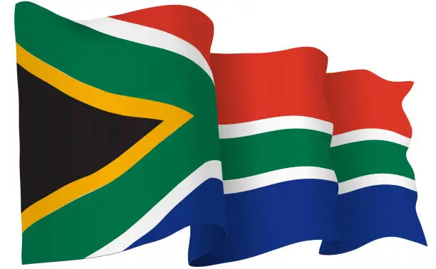 Vector illustration of South Africa Flag Waving Vector Illustration