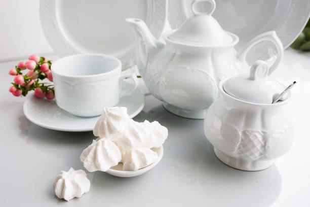 white luxury expensive porcelain tea set