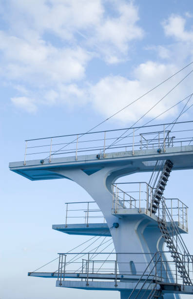 istock Water jump tower to several levels in sky 886056524