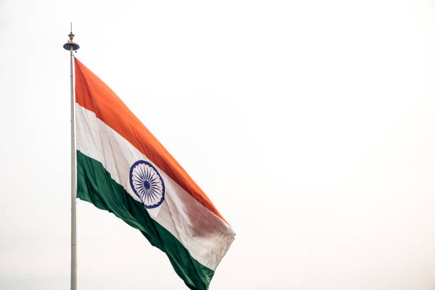 istock Image of Indian flag with white background 886064910