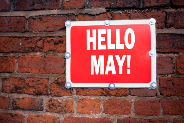 istock Hand writing text caption inspiration showing Hello May. Spring concept meaning Criminal hacker security prevention written on old announcement road sign with background and copy space 886095066