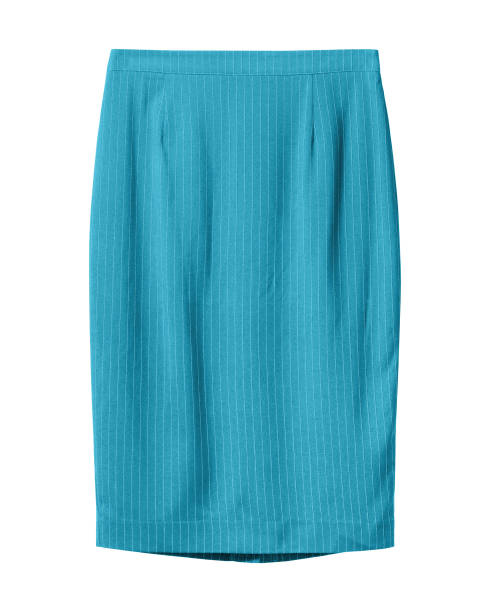istock Cyan blue elegant stripped pencil skirt isolated on white 886097424