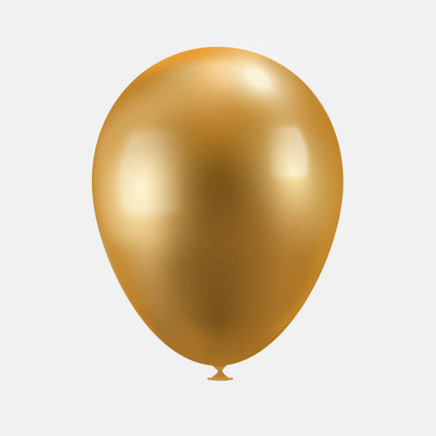 istock Isolated single golden gathering event air balloon on white background. 886102214