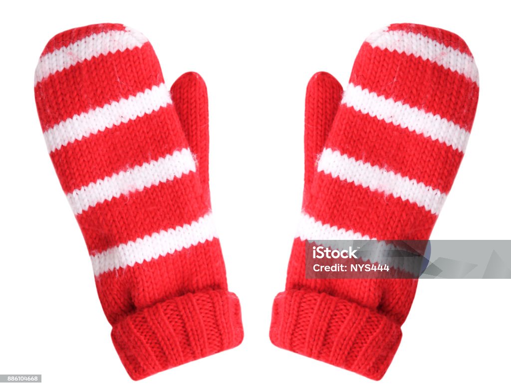 Rot Weihnachten Handschuhe isoliert. - Lizenzfrei Fausthandschuh Stock-Foto