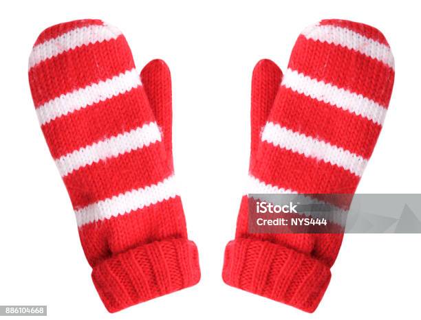 Red Christmas Gloves Isolated Stock Photo - Download Image Now - Mitten - Glove, Glove, Red