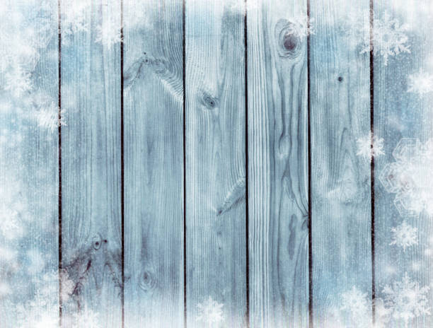 istock Snow-covered boards and snowflakes. Winter background. Christmas 886107088