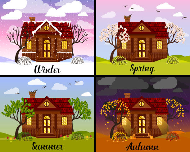 Vector illustration with country house in flat style vector art illustration