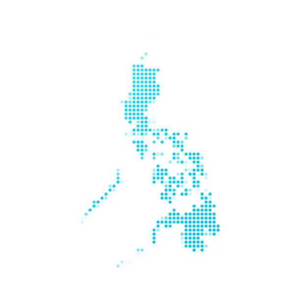 Vector illustration of Philippines map of blue dots on white background