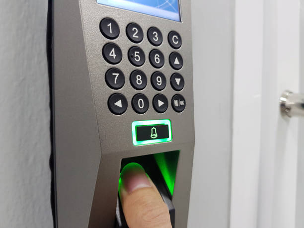 istock fingerprint and access control in a office building 886118402