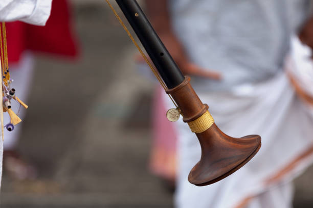 Saint-Denis, Réunion - August 25 2015: Musician playing with a nadaswaram during a Tamil festival.