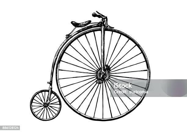 Illustration Of Retro Bicycle Stock Illustration - Download Image Now - Bicycle, Penny Farthing Bicycle, Old