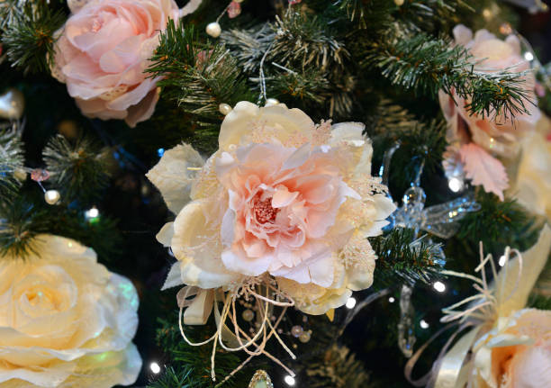 istock Decoration on Christmas tree. Flowers 886131468