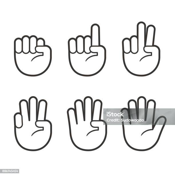 Finger Count Hand Icons Stock Illustration - Download Image Now - Hand, Number 5, Finger