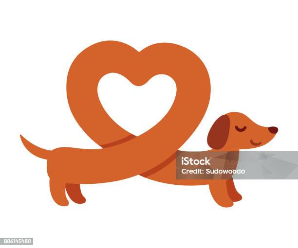 Coeur En Forme De Teckel Vecteurs libres de droits et plus d'images vectorielles de Teckel - Teckel, Chien, Saint Valentin