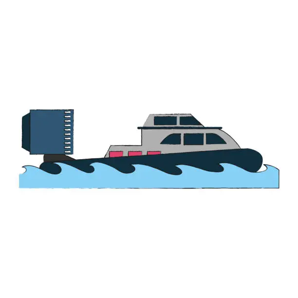 Vector illustration of Coastguard fan boat