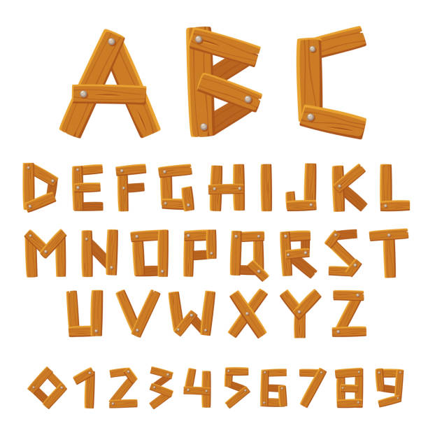 ilustraciones, imágenes clip art, dibujos animados e iconos de stock de alfabeto de madera vector - letter y alphabet wood typescript