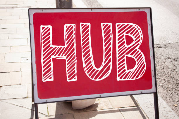 istock Conceptual hand writing text caption inspiration showing HUB. Business concept for HUB Advertisement written on announcement road sign with background and copy space 886148236