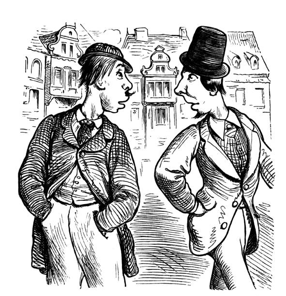 istock Two well-dressed men look at each other standing on the street 886155454